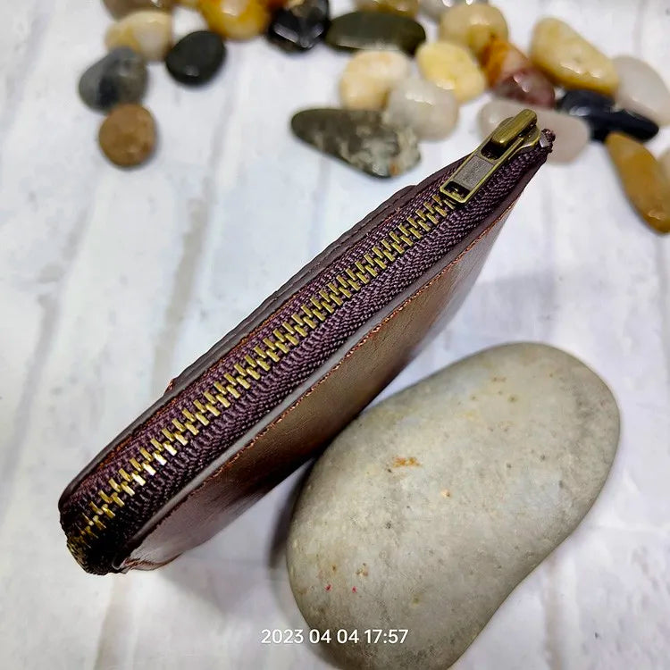 Mini Zipper Waist Bag Leather Belt Pack Small ID Card Holder Driver's license holster Passport Wallet Mobile Phone Sheath LHD